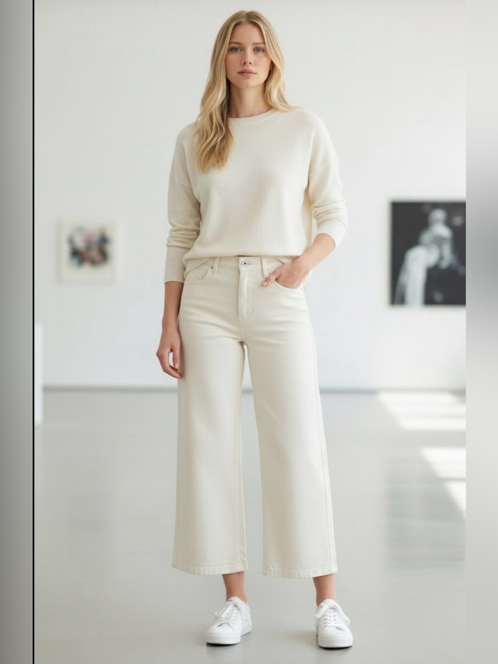 Vigoss womens Wide Leg Cream Pants
